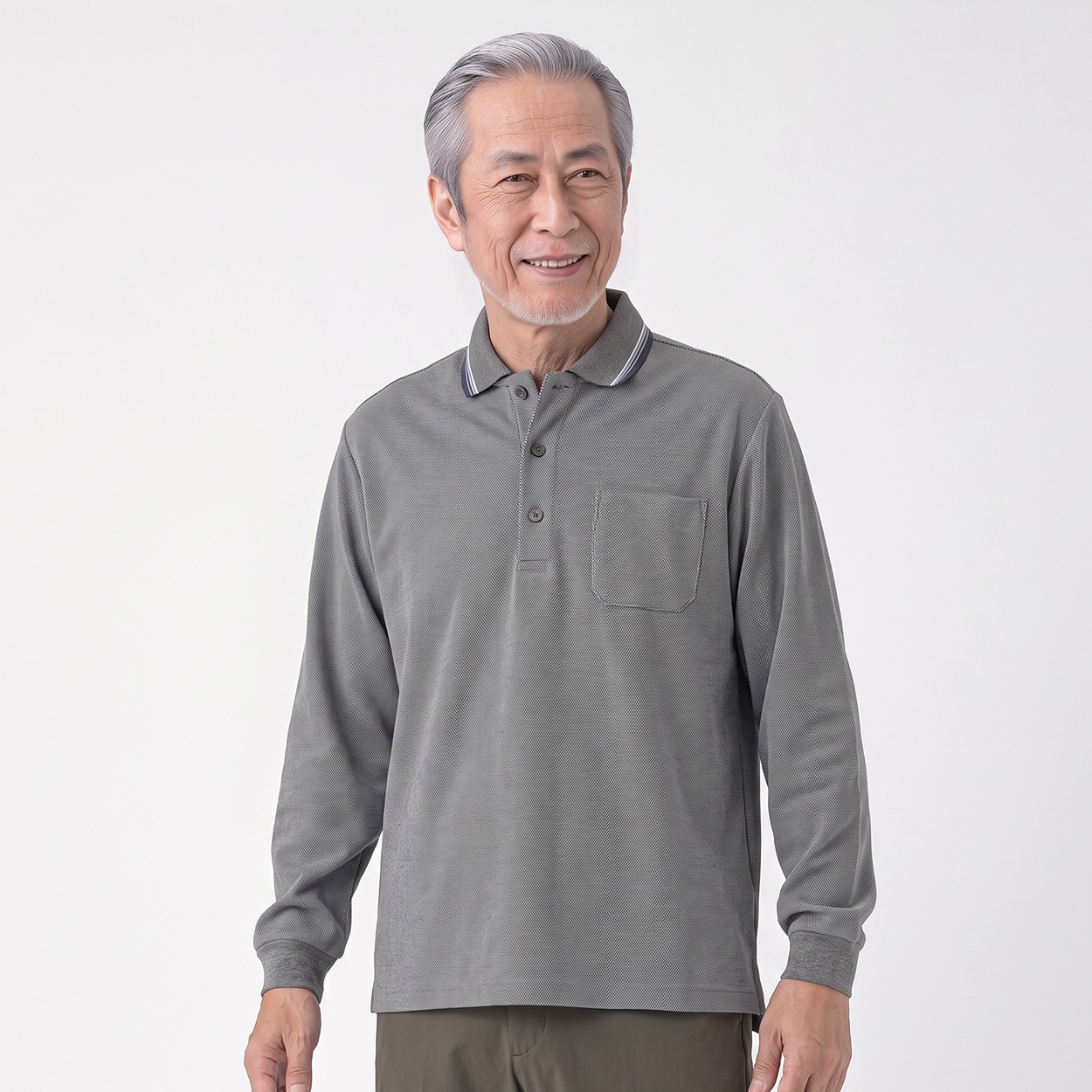 暖か両面起毛ポロシャツ メンズ 粋楽陽(きらび)(ウスクロ-XL)