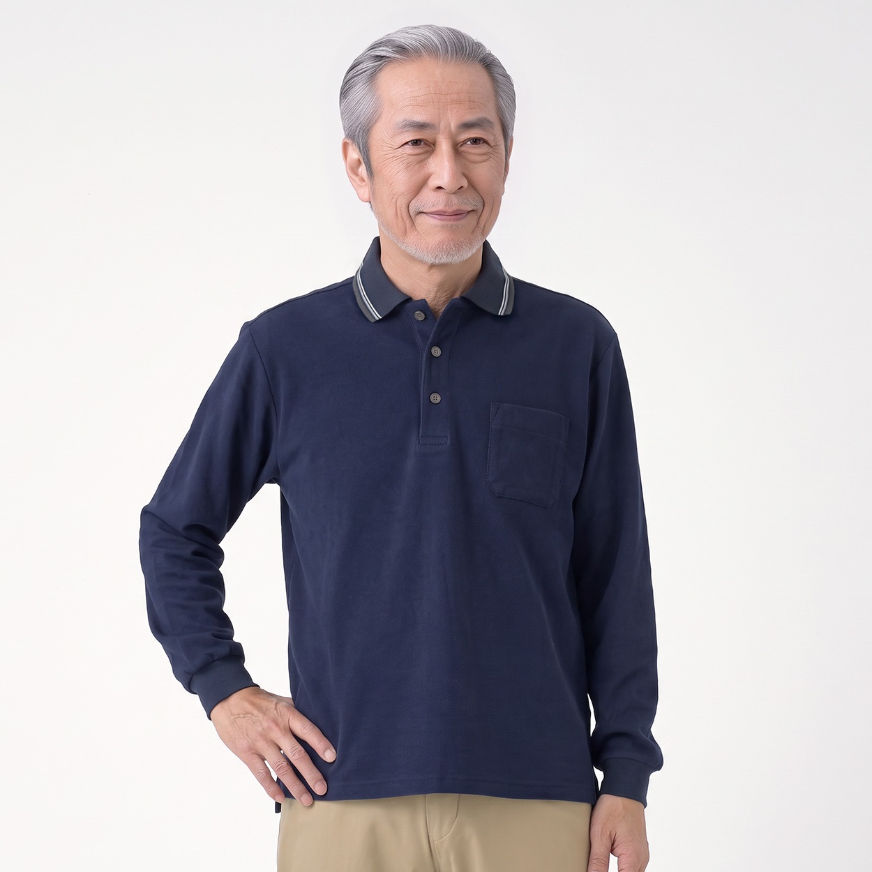 暖か両面起毛ポロシャツ メンズ 粋楽陽(きらび)(コイアオ-XL)