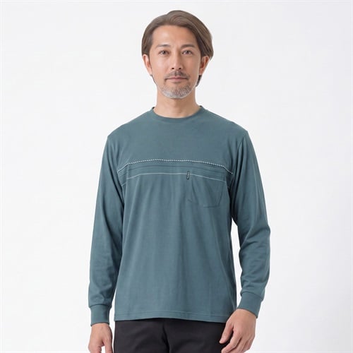 TOROY(トロイ) TOROY 二重衿ロングTシャツ メンズ(コイミドリ-M)