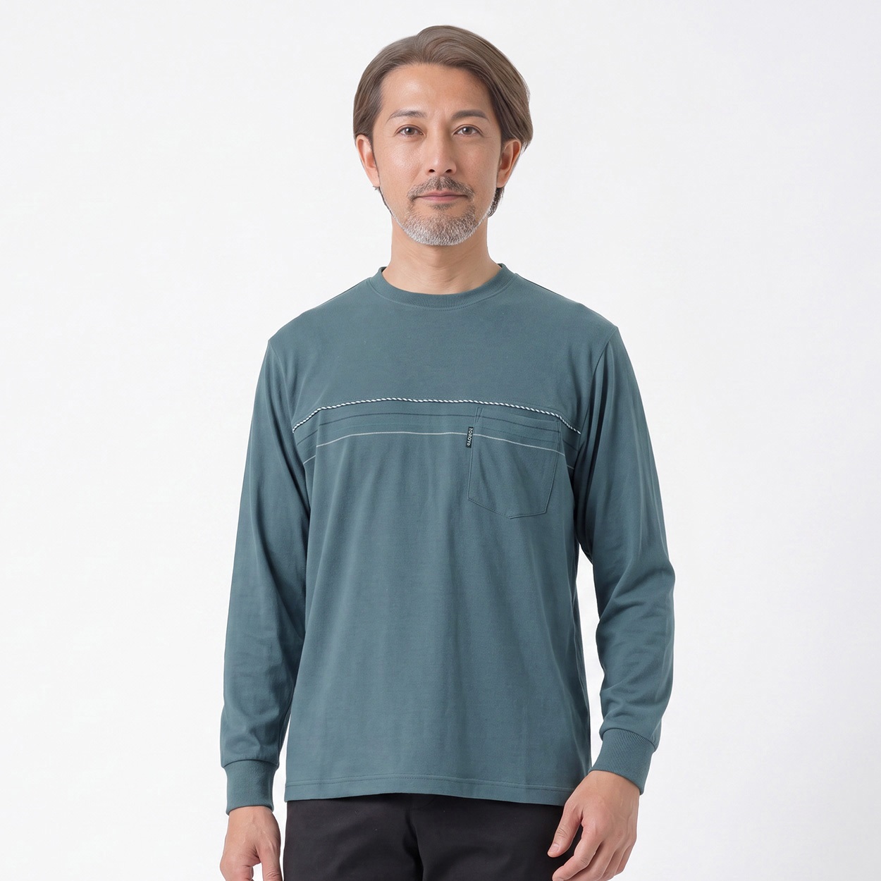 TOROY(トロイ) TOROY 二重衿ロングTシャツ メンズ(コイミドリ-M)