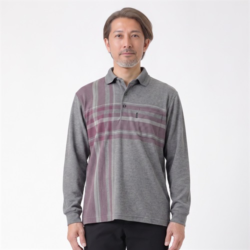 TOROY(トロイ) TOROY 長袖デザインポロシャツ メンズ(ウスクロ-M)