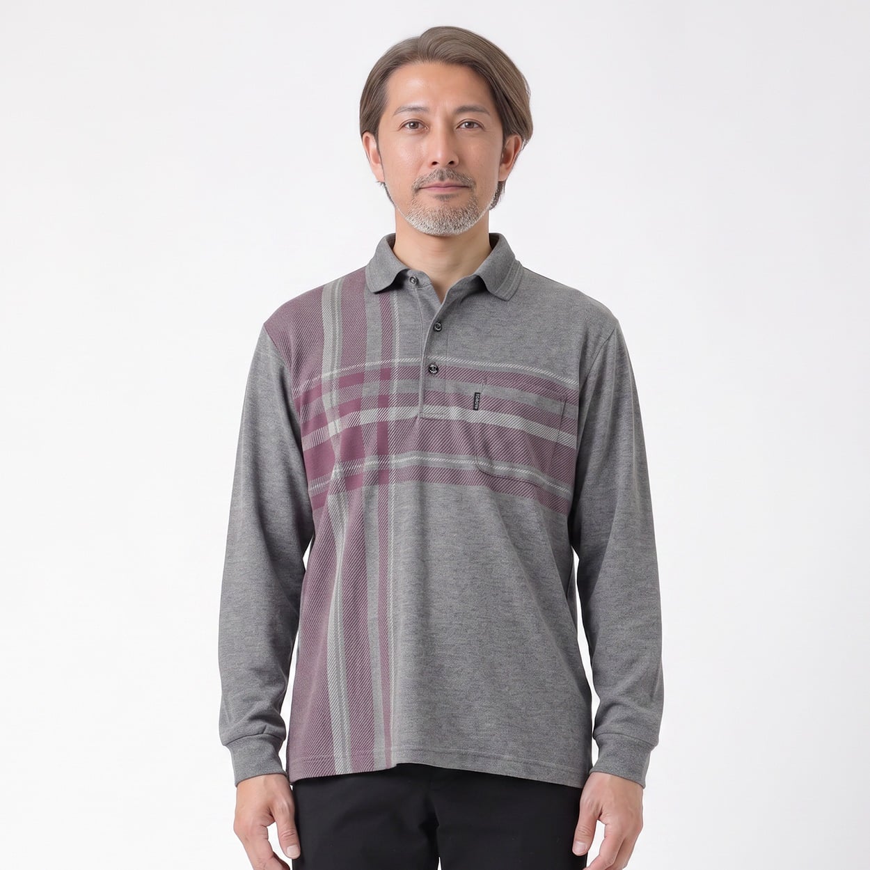 TOROY(トロイ) TOROY 長袖デザインポロシャツ メンズ(ウスクロ-M)