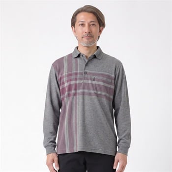 TOROY(トロイ) TOROY 長袖デザインポロシャツ メンズ(ウスクロ-M)