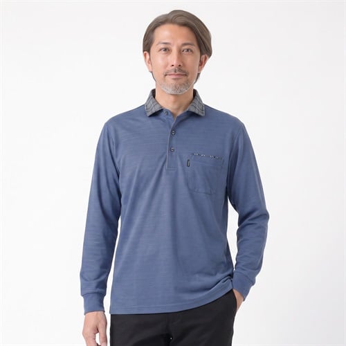 TOROY(トロイ) TOROY 長袖デザインポロシャツ メンズ(アオ-M)