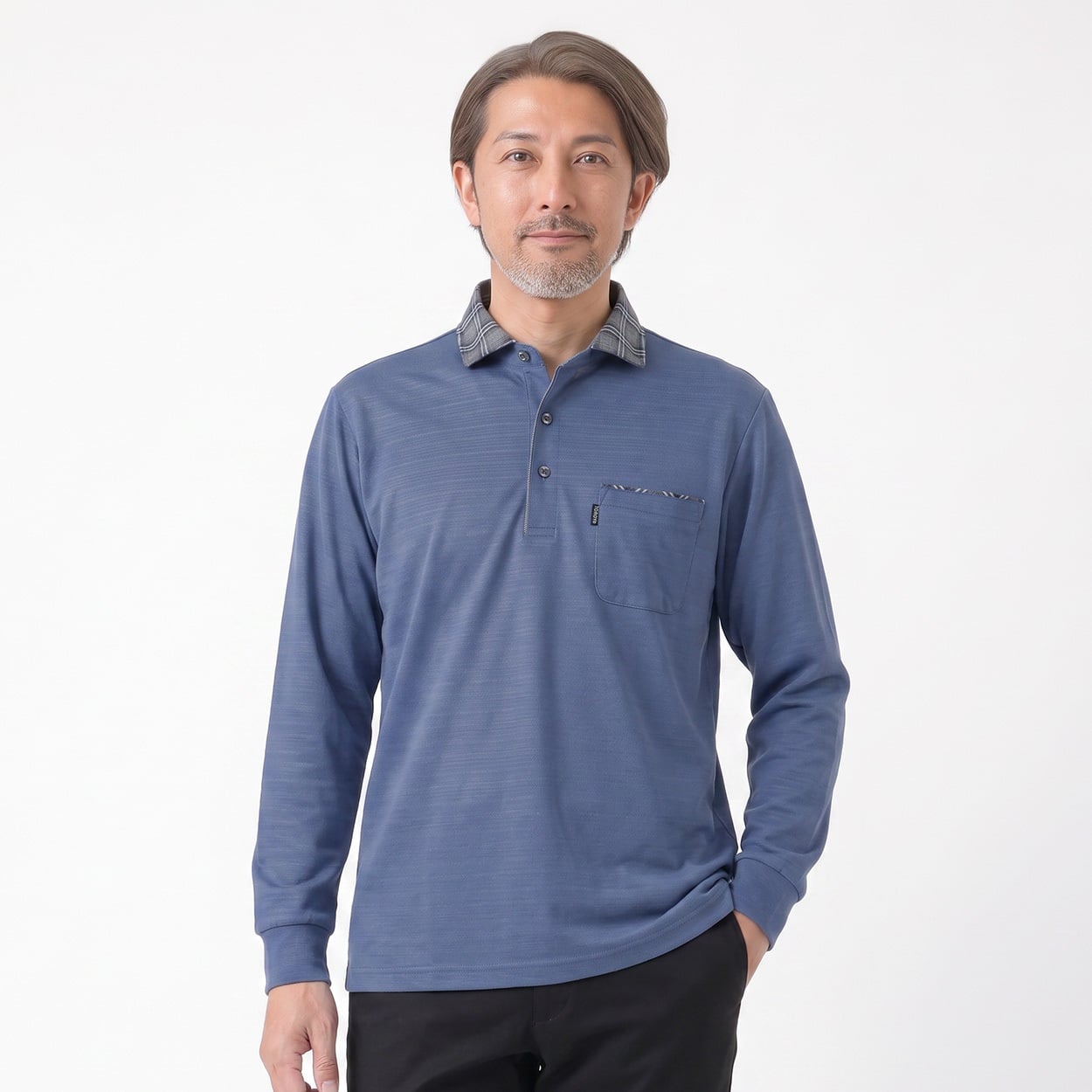 TOROY(トロイ) TOROY 長袖デザインポロシャツ メンズ(アオ-XL)