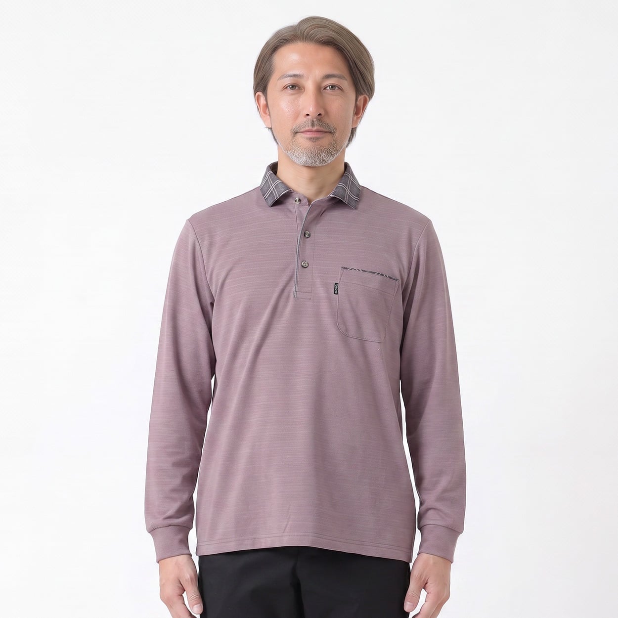 TOROY(トロイ) TOROY 長袖デザインポロシャツ メンズ(ウスムラサキ-M)