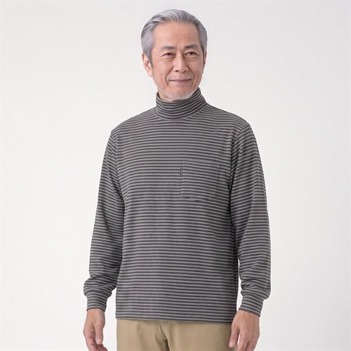 TOROY ボーダーハイネック メンズ(ウスクロ-M)