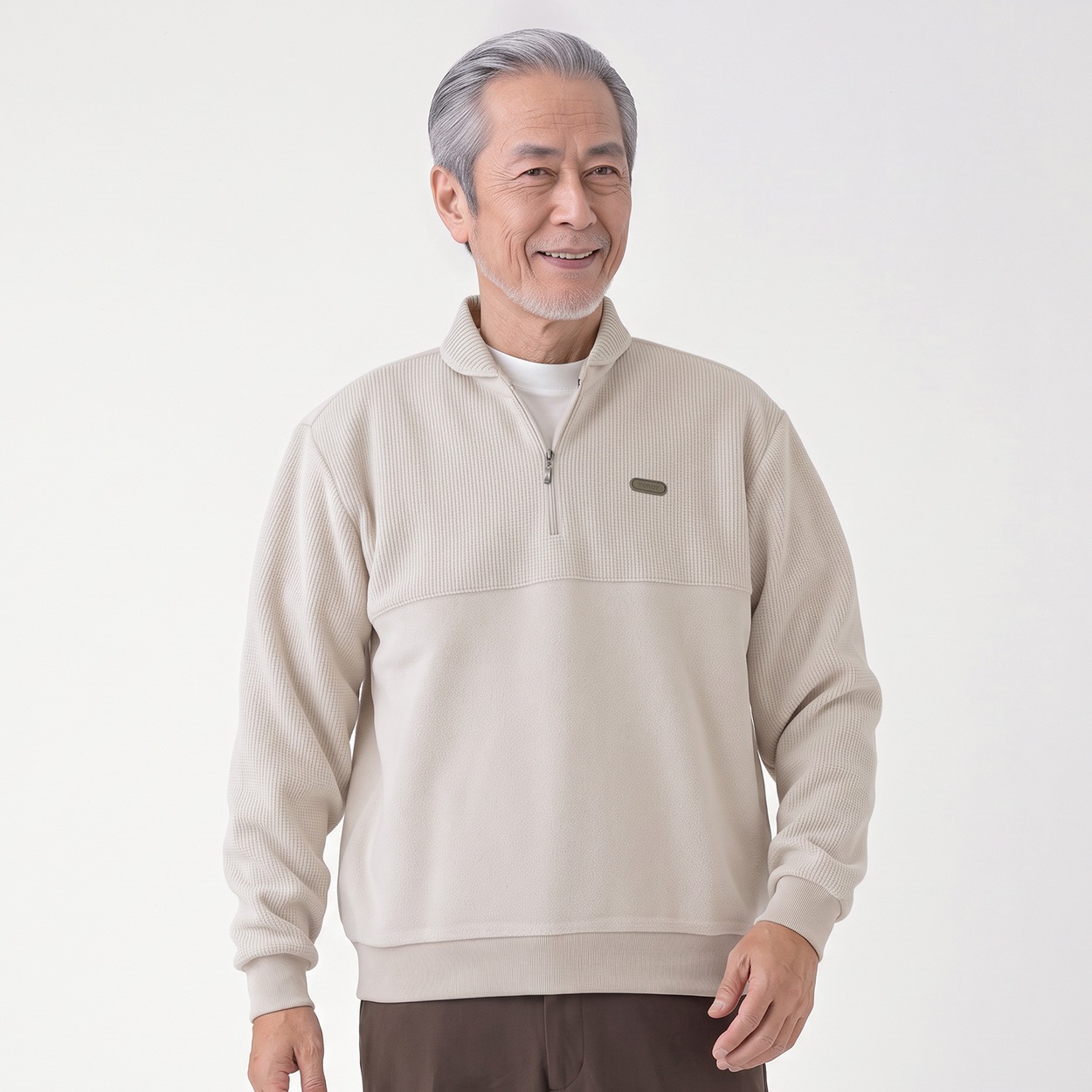 TOROY 裏起毛ジップトレーナー メンズ(アイボリー-XL)