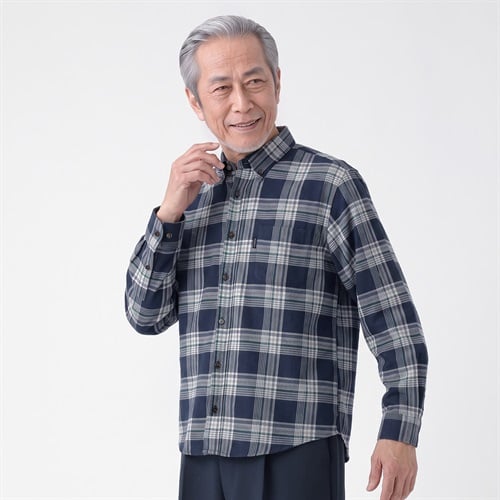 TOROY 起毛チェックシャツ メンズ(コイアオ-M)