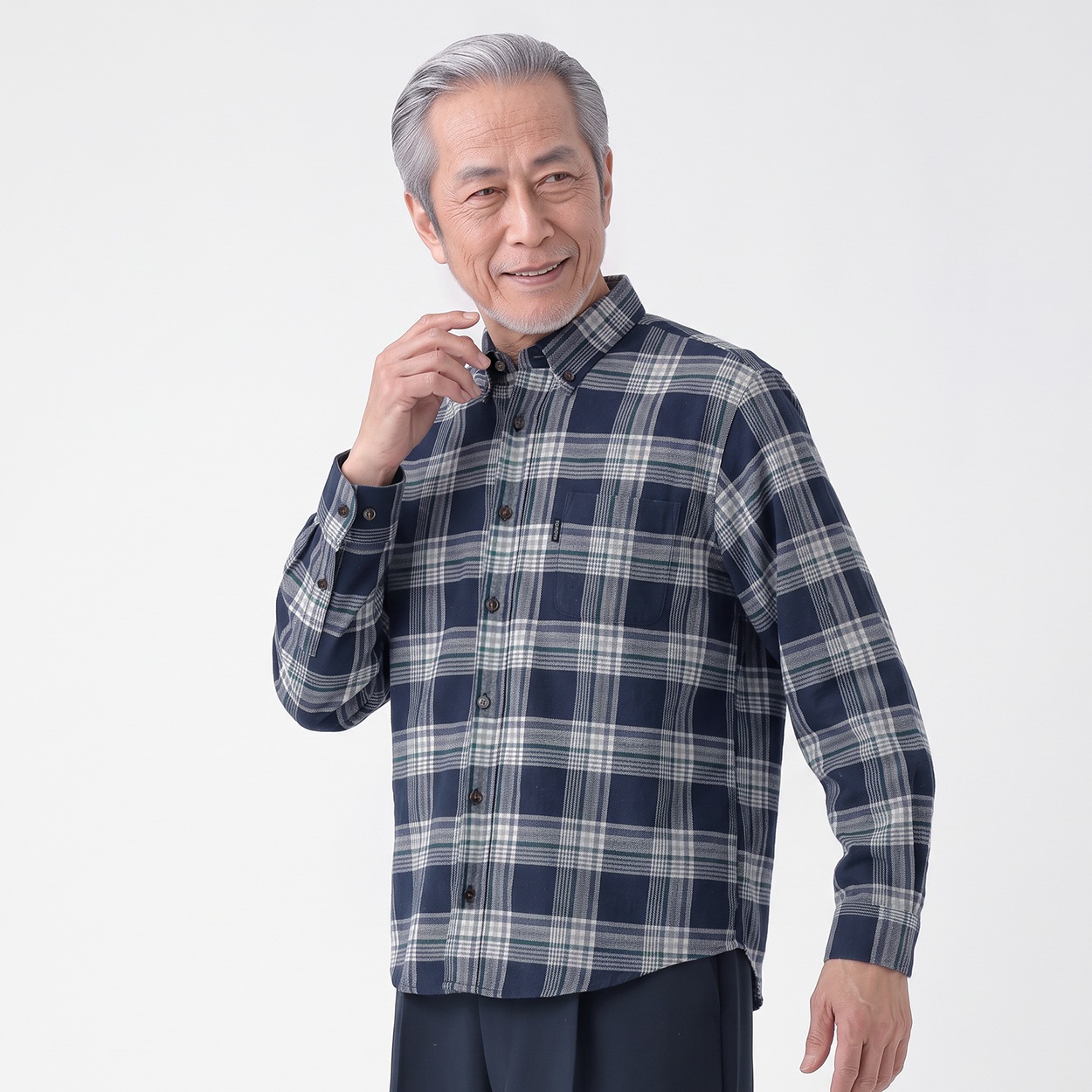 TOROY 起毛チェックシャツ メンズ(コイアオ-XL)