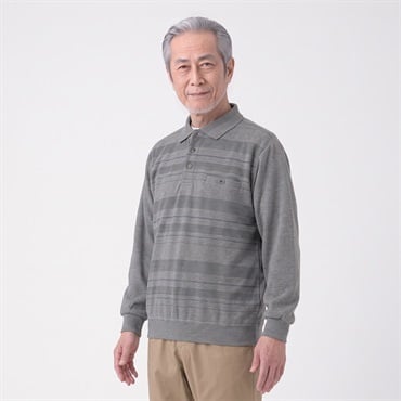 ウラ起毛ポロトレーナー メンズ 粋楽陽(きらび)(ウスクロ-M)
