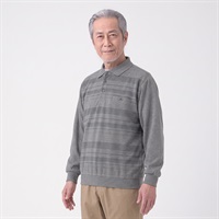 ウラ起毛ポロトレーナー メンズ 粋楽陽(きらび)(ウスクロ-M)