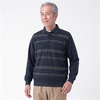 ウラ起毛ポロトレーナー メンズ 粋楽陽(きらび)(コイアオ-M)