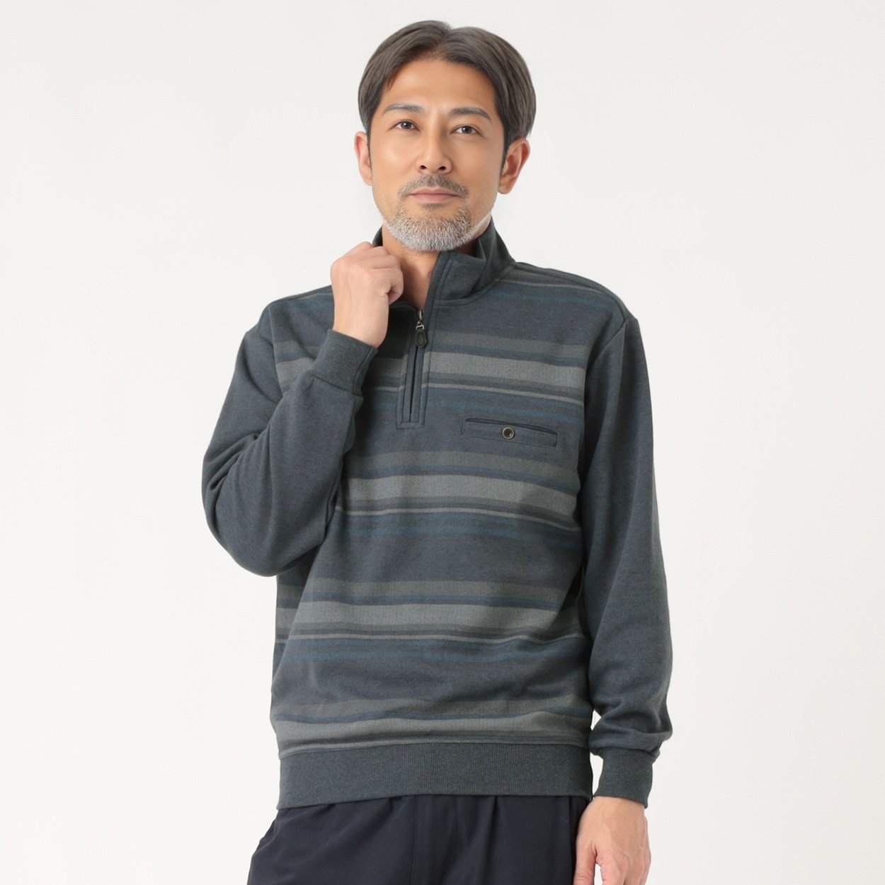粋楽陽（きらび）撚り杢 ハーフジップトレーナー メンズ | イオン