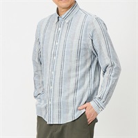 粋楽陽（きらび）強撚ストライプボタンダウンシャツ メンズ(ウスアオ-M)