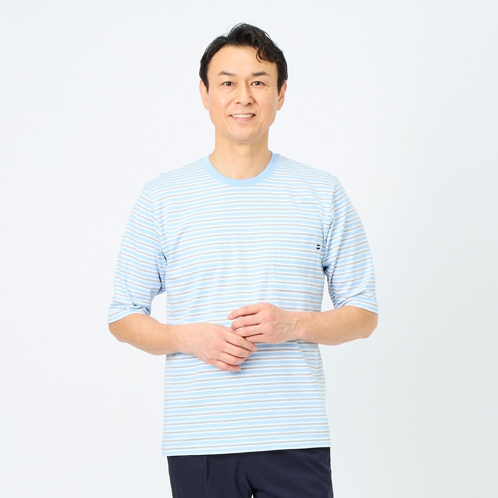 【HUGOBOSS】Noideryo BLUE 半袖 Tシャツ クルーネック コットン 快適設計 コットンクルーネック 半袖Tシャツ メンズ | イオン