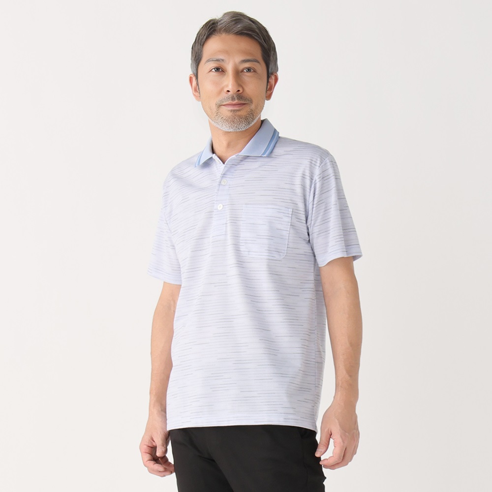 オーラリー　半袖ポロシャツ MEN メッシュトリコット 半袖ポロシャツ ネイビー 071444030