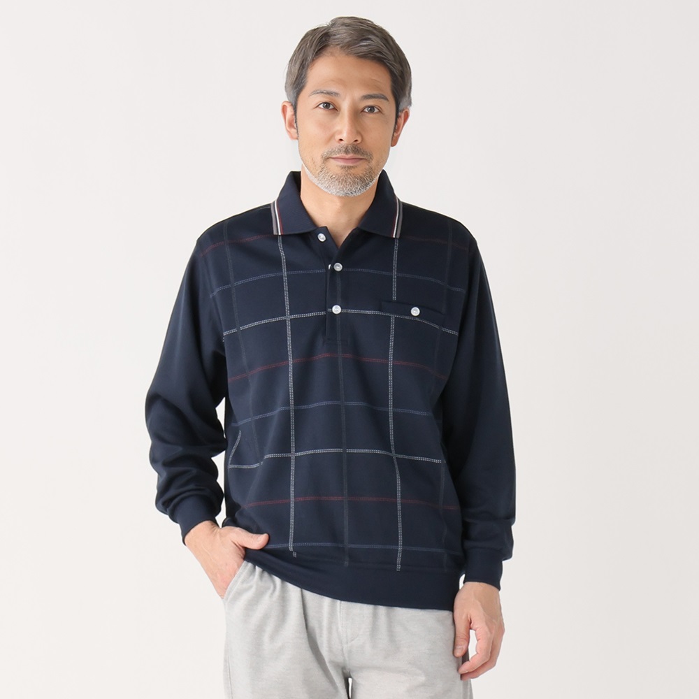 健康の森 タッチ式ポロトレーナー メンズ(コイアオ-XL)