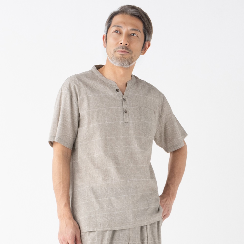 粋楽陽(きらび) クレープ半袖Tシャツ メンズ(ウスチャ-L)