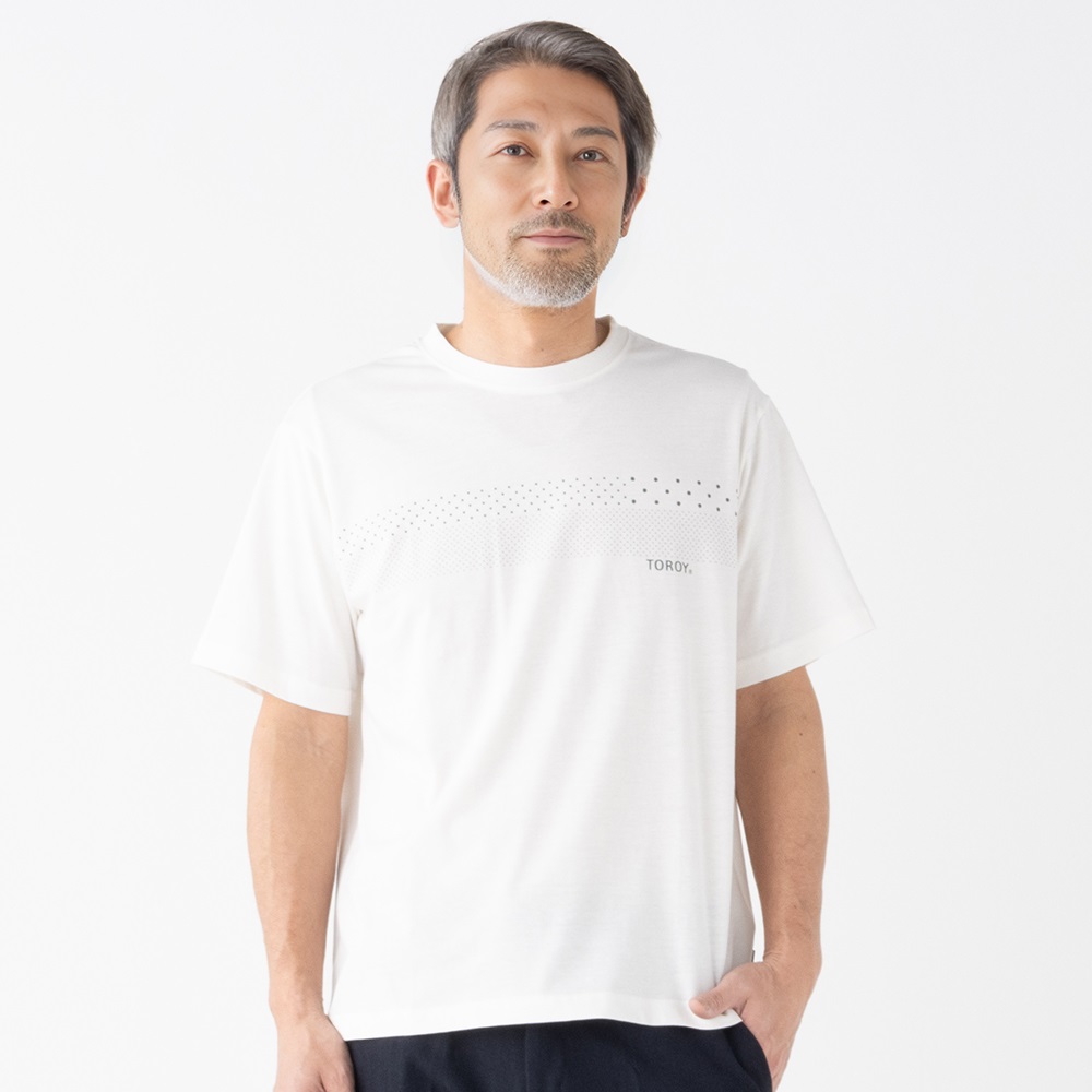 TOROY ドットプリントTシャツ メンズ(アイボリー-L)