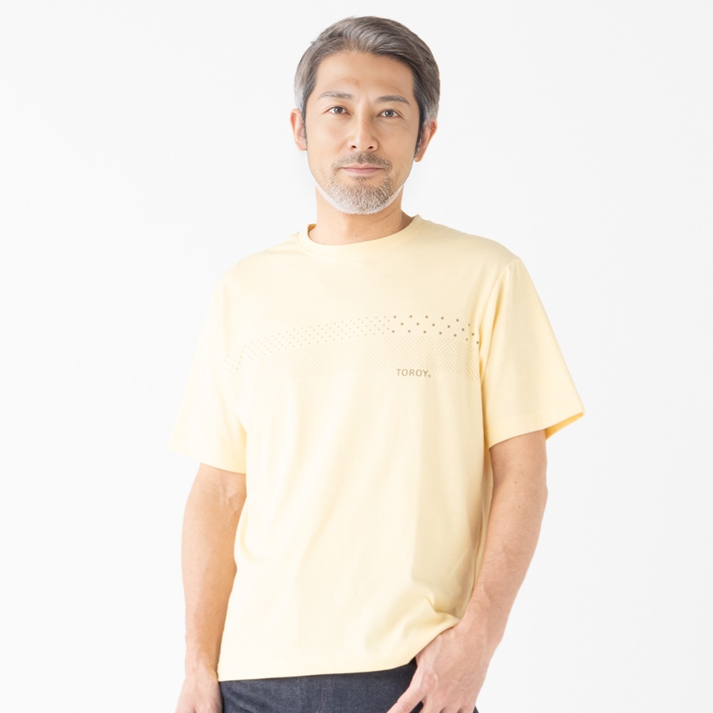 TOROY ドットプリントTシャツ メンズ(ウスキイロ-XL)