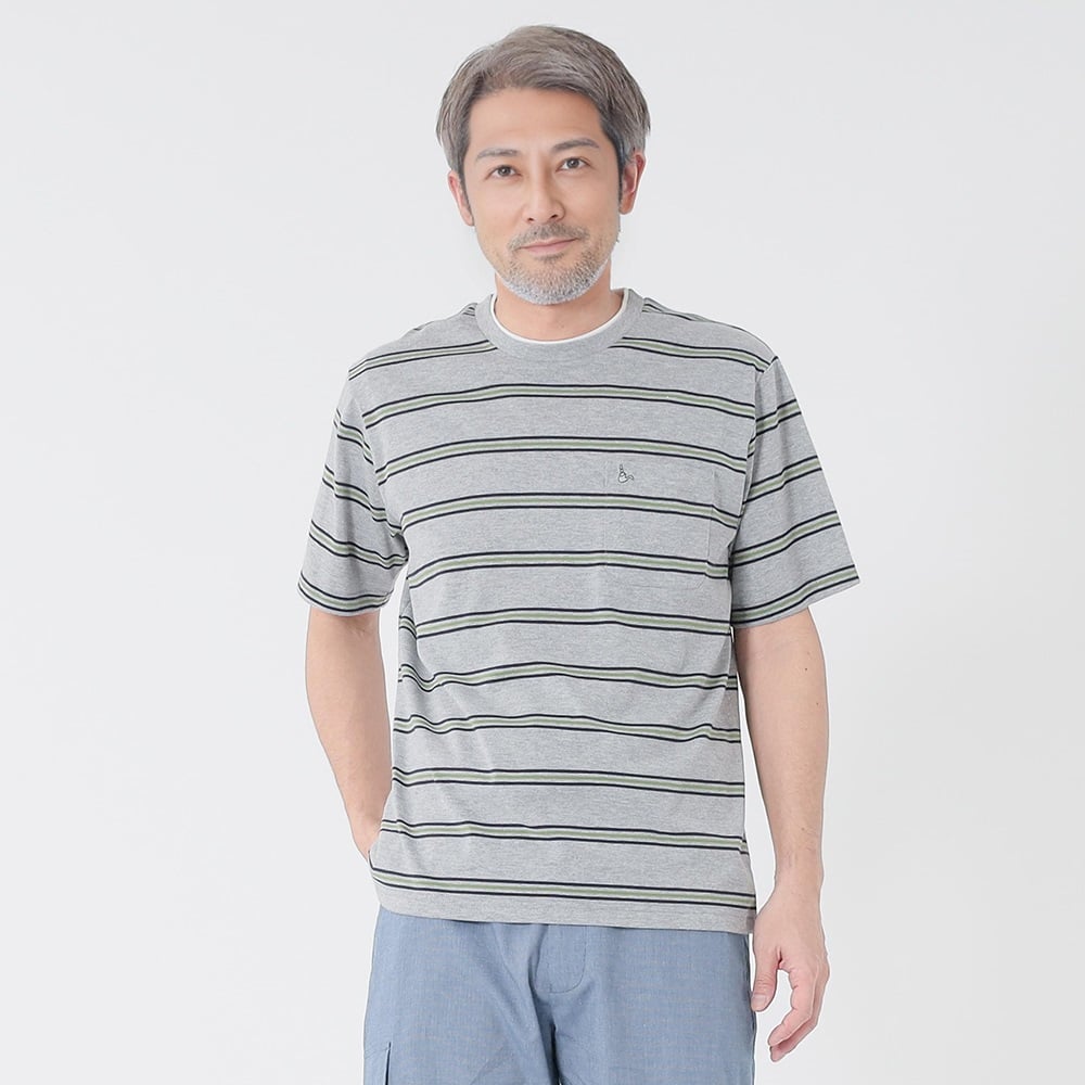 TOROY 天竺ボーダーTシャツ メンズ(ウスクロ-XL)