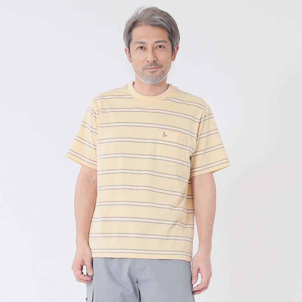 TOROY 天竺ボーダーTシャツ メンズ(ウスキイロ-XL)