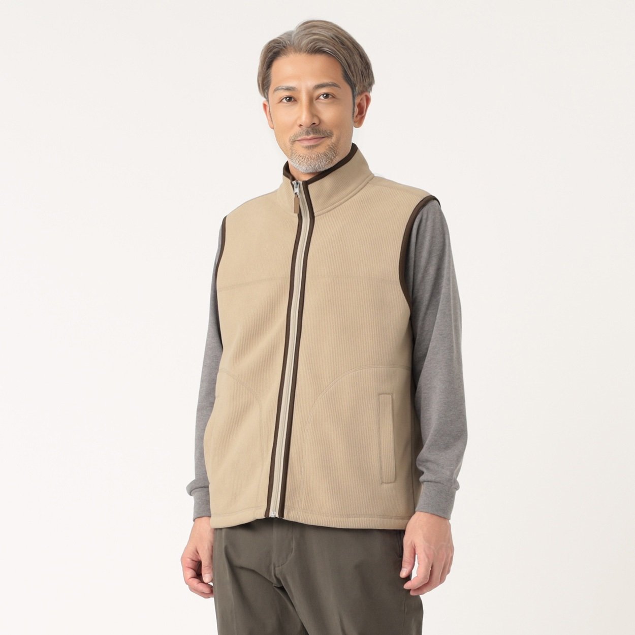 粋楽陽 細コールフリースベスト メンズ | イオンスタイルオンライン