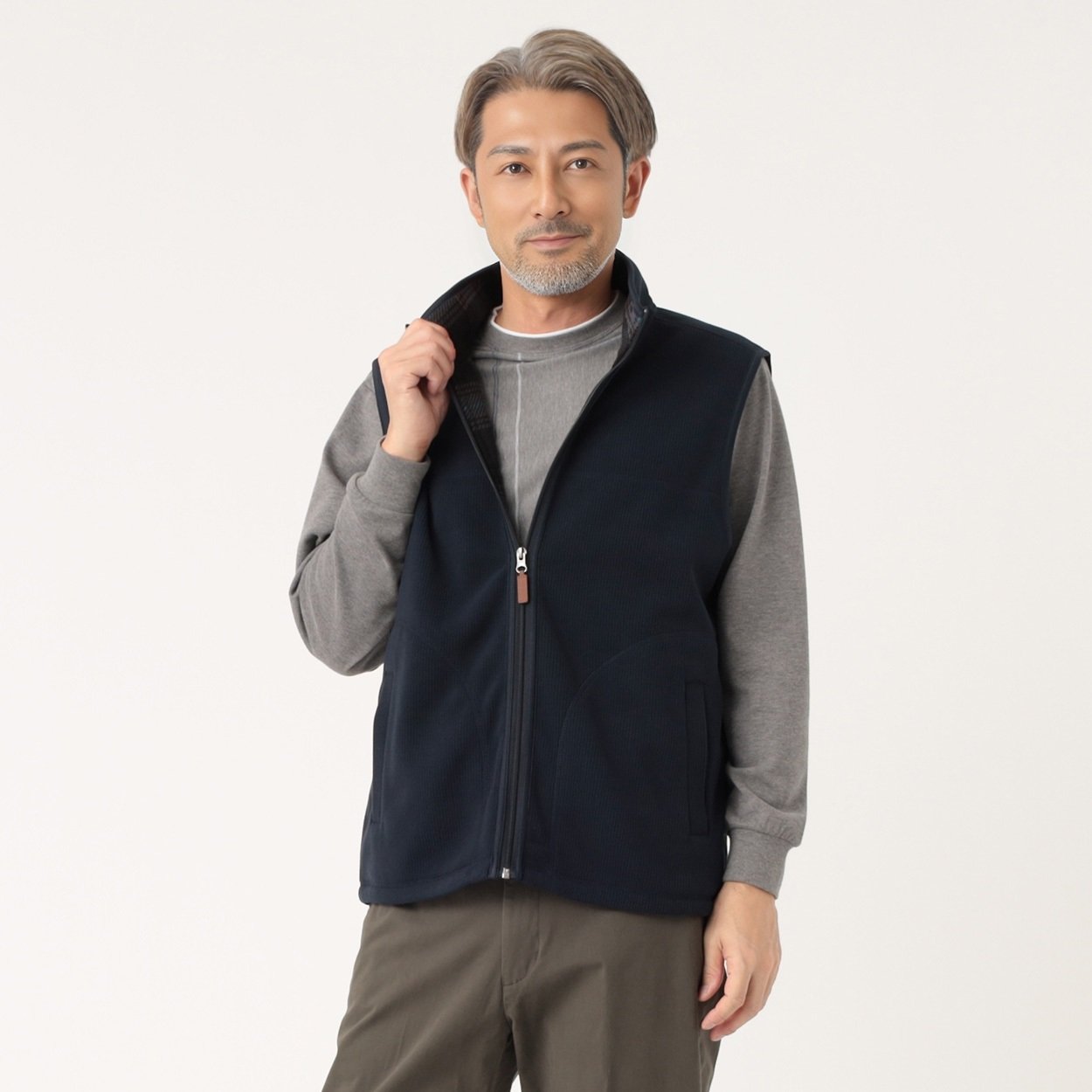 粋楽陽 細コールフリースベスト メンズ | イオンスタイルオンライン