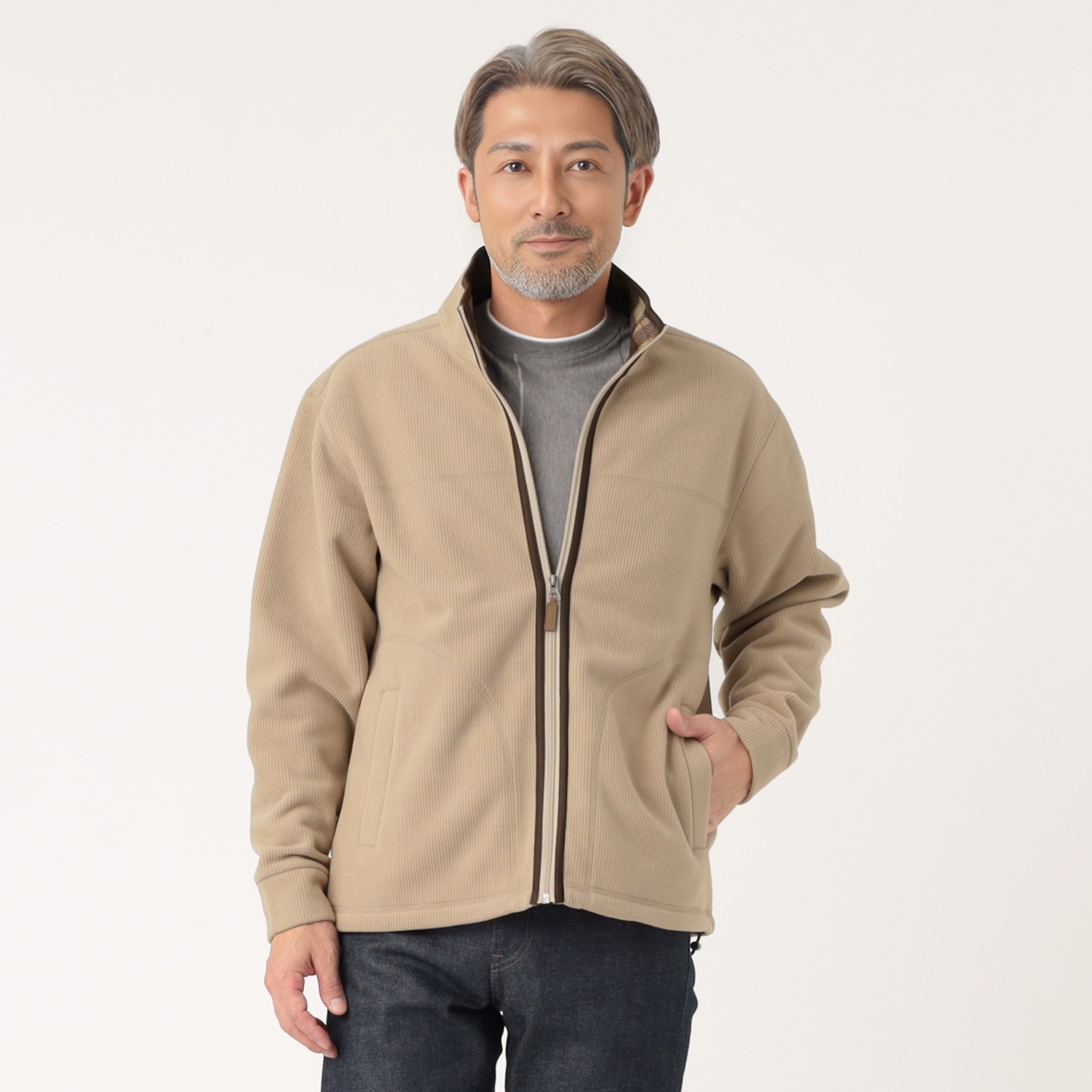 粋楽陽 細コールフリースジャケット メンズ | イオンスタイル