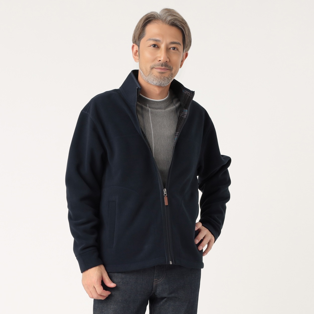 粋楽陽 細コールフリースジャケット メンズ | イオンスタイル