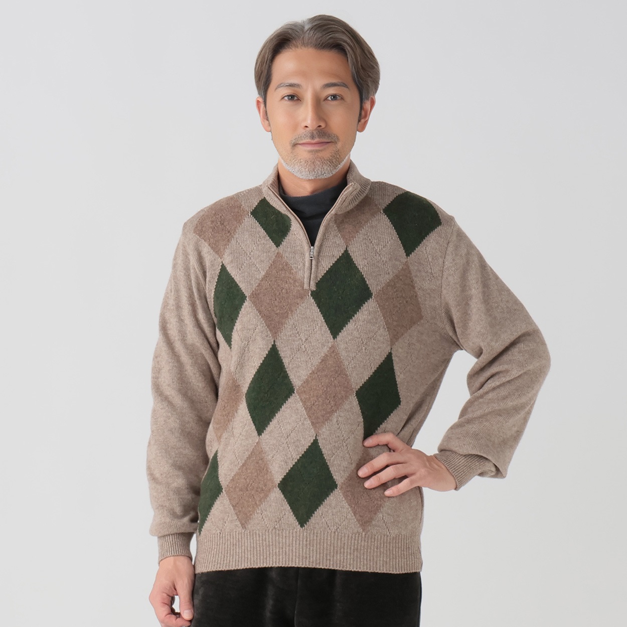 日本製 Vハーフジップセーター メンズ | イオンスタイルオンライン