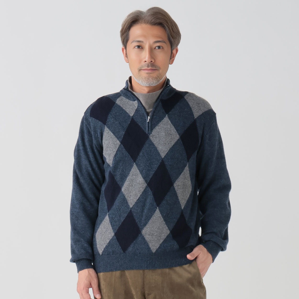 日本製 Vハーフジップセーター メンズ | イオンスタイルオンライン