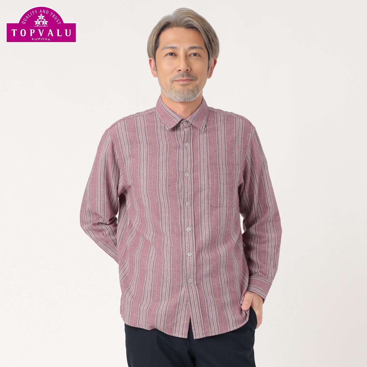 粋楽陽 レギュラー衿フランネルシャツ メンズ | イオンスタイル