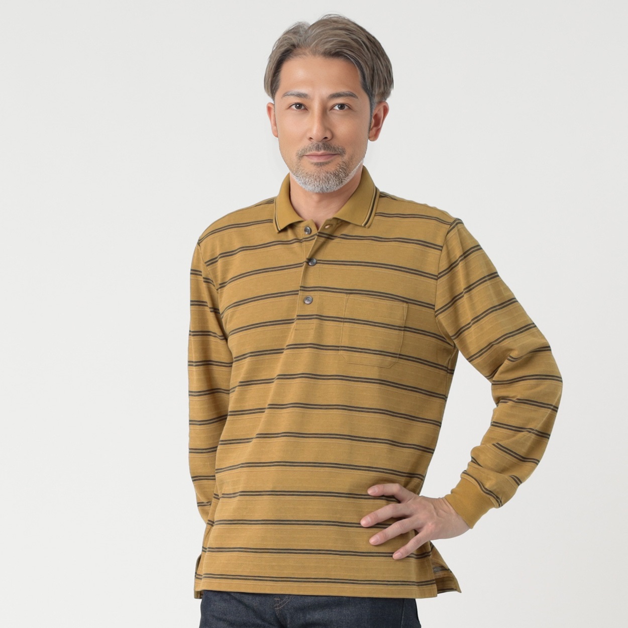 粋楽陽（きらび）先染めデザインポロシャツ メンズ | イオンスタイル