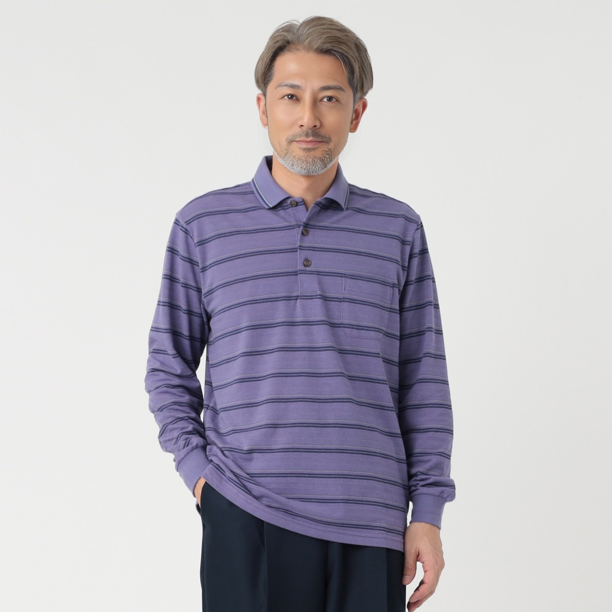 粋楽陽（きらび）先染めデザインポロシャツ メンズ | イオンスタイル