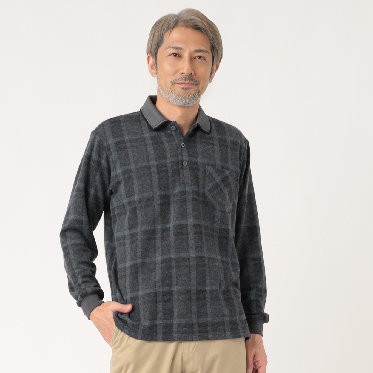 粋楽陽（きらび）日本製 起毛細柄ポロシャツ メンズ | イオンスタイル