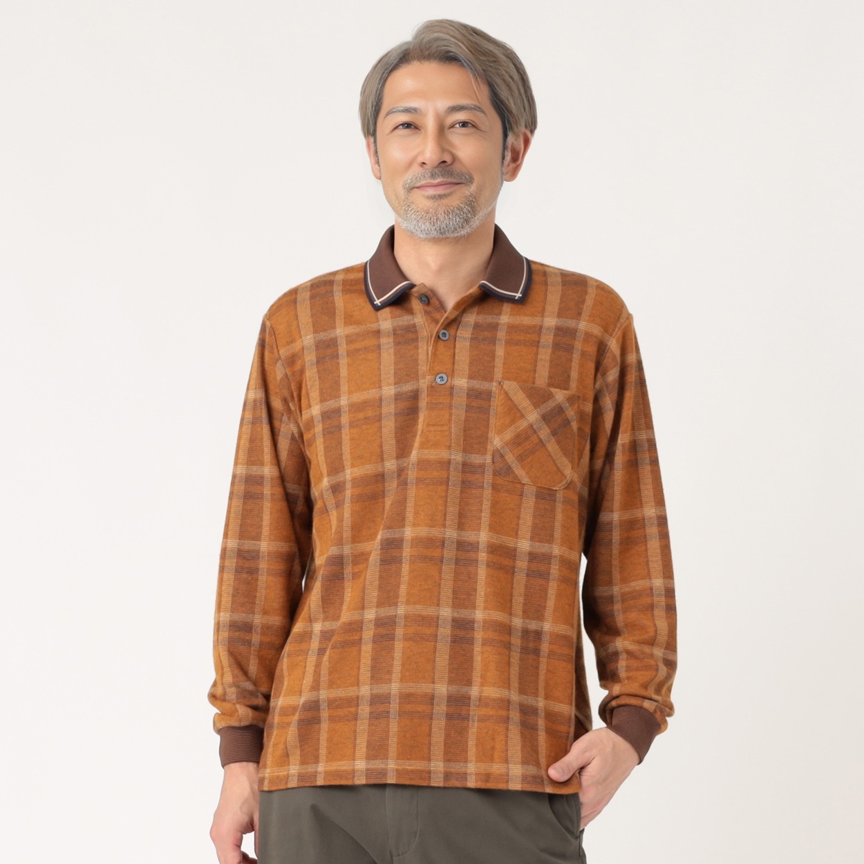 粋楽陽（きらび）日本製 起毛細柄ポロシャツ メンズ | イオンスタイル