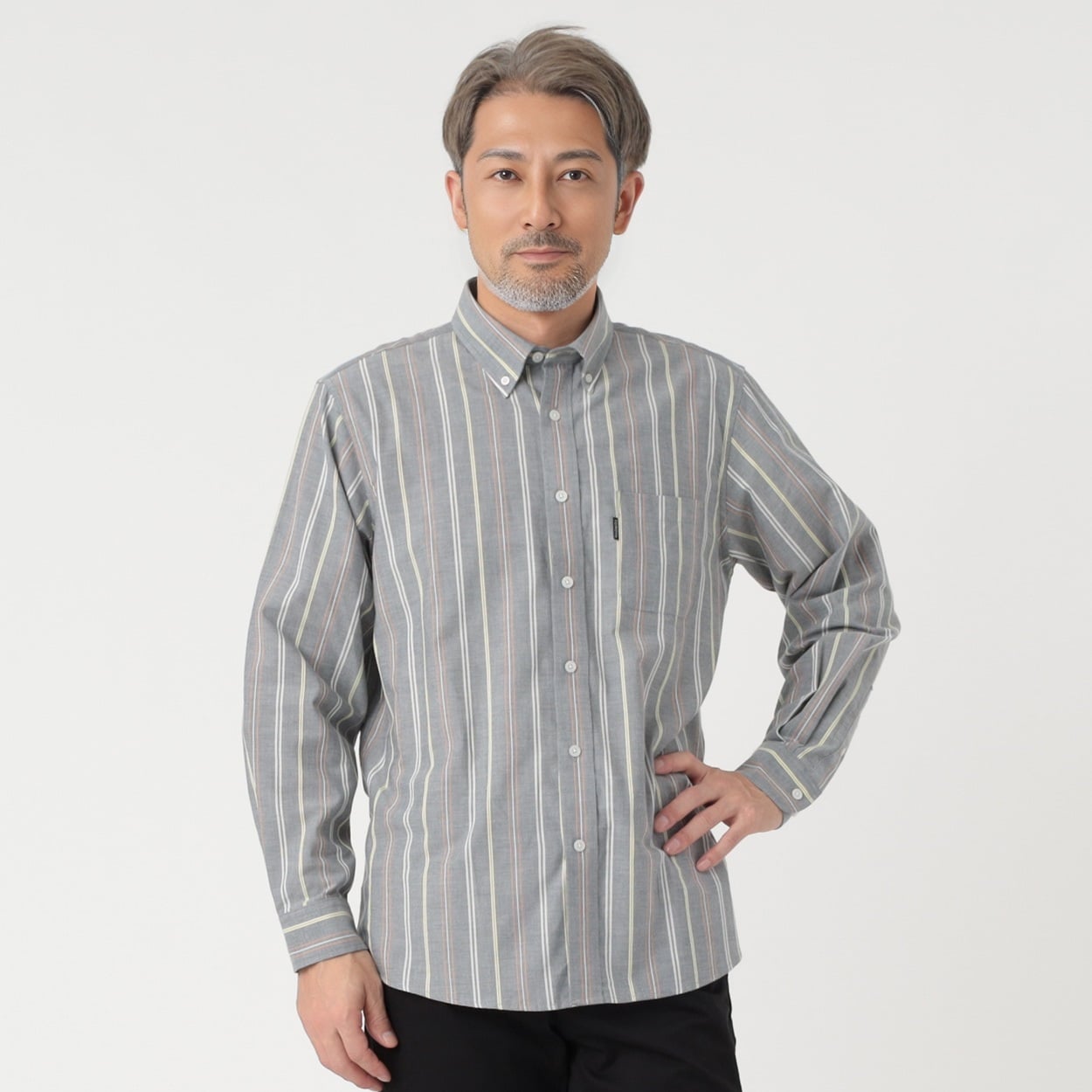 TOROY ストライプボタンダウンシャツ メンズ(コイアオ-XL)