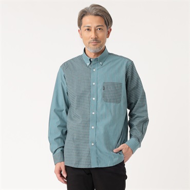 TOROY シャツ トロイ TOROY ストライプ柄 長袖 シャツ L 灰系 グレー ボタン 毛