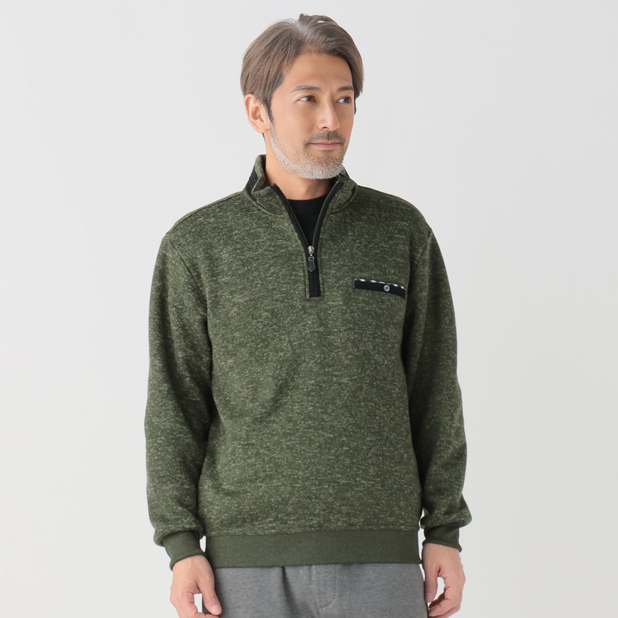 粋楽陽（きらび）ニットフリースZIPポロトレーナ メンズ 粋楽陽(きらび