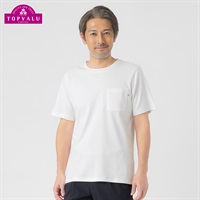トップバリュ(TOPVALU) コットンクルーネック半袖Tシャツ メンズ(シロ-M)