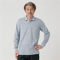快適設計 日本製夏長袖デザインポロシャツ メンズ 粋楽陽(きらび)(アオ-S)