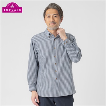 トップバリュ(TOPVALU) 快適設計 しじら長袖シャツ メンズ(Ａコイアオ-M)