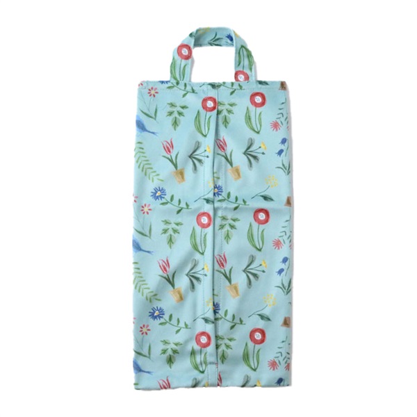 ティッシュボックスカバー ティッシュケース 布製プリント 持ち手付