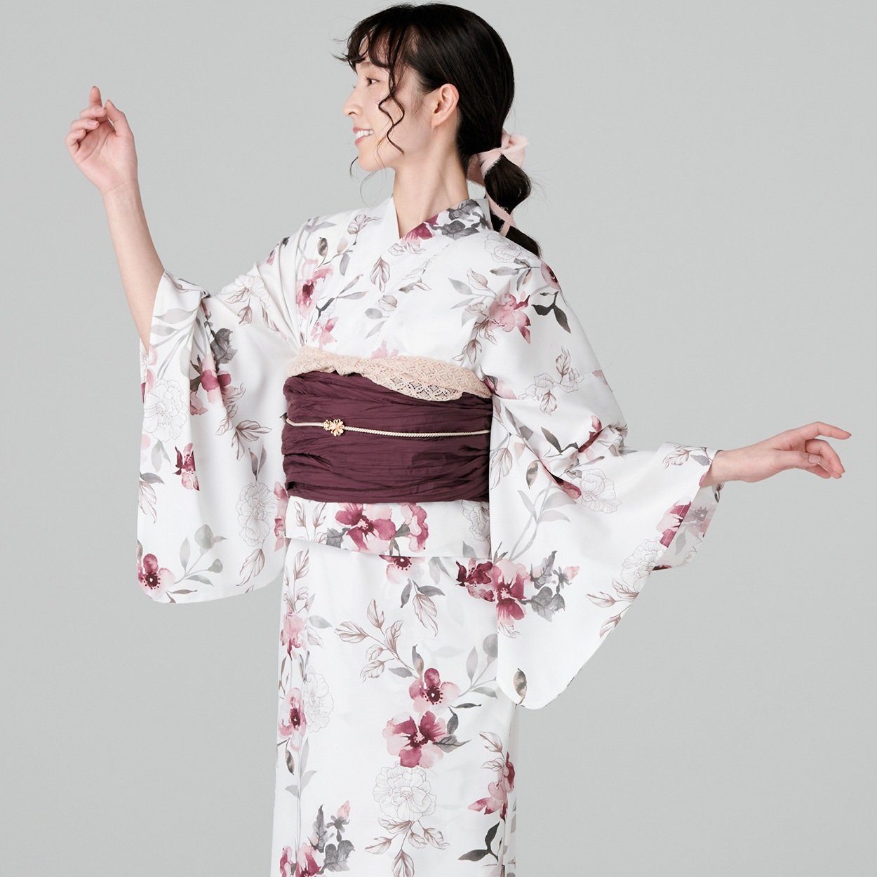 【ポイント20倍対象商品】キャミワンピゆかた 2点セット 一人で着られる セパレートタイプ キャミワンピースはデイリー使いにも(バラ-L-LL)
