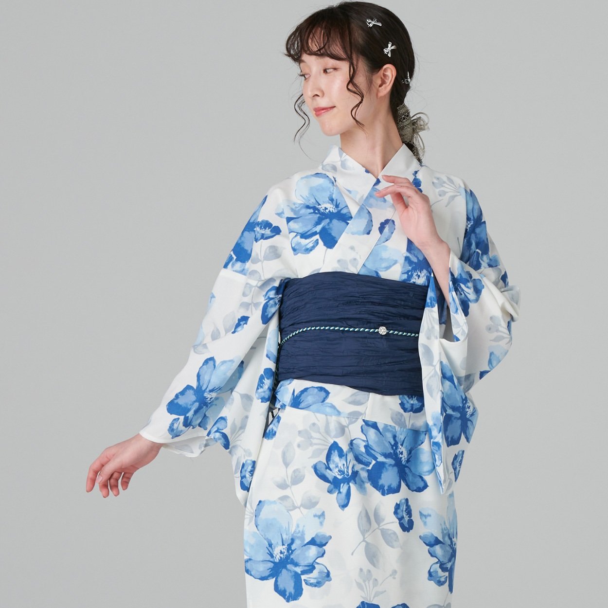 【ポイント20倍対象商品】キャミワンピゆかた 2点セット 一人で着られる セパレートタイプ キャミワンピースはデイリー使いにも(クリスマスローズ-L-LL)