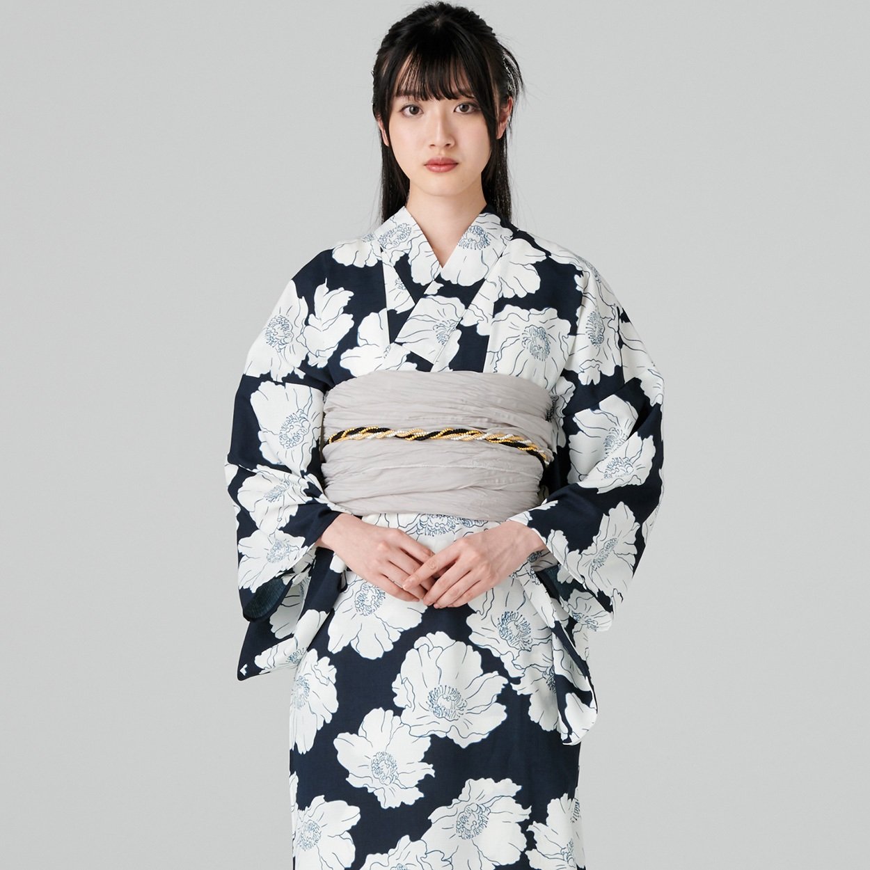 【ポイント20倍対象商品】キャミワンピゆかた 2点セット 一人で着られる セパレートタイプ キャミワンピースはデイリー使いにも(ボタン-L-LL)