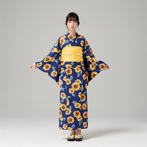 【ポイント20倍対象商品】ワンピゆかた 2点セット(ひまわり-140)