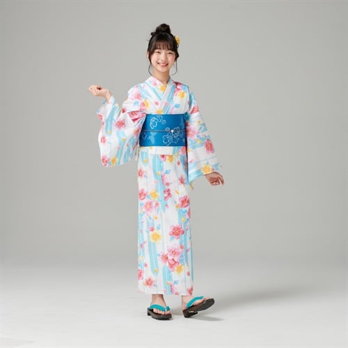 【ポイント20倍対象商品】ゆかた 2点セット(縞に桜-160)